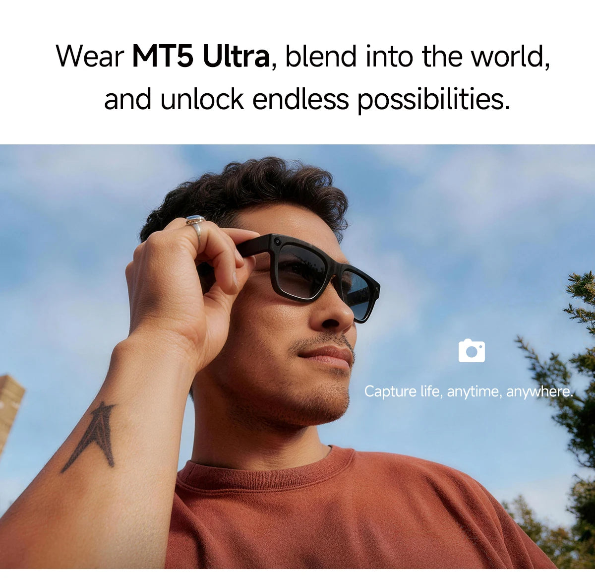 High Quality New AI Smart Glasses MT5 ULTRA Voice Wake Intelligent Translation 1080P Camera IPX-5 Magnetic Charging Box Call