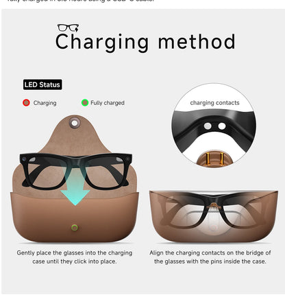 High Quality New AI Smart Glasses MT5 ULTRA Voice Wake Intelligent Translation 1080P Camera IPX-5 Magnetic Charging Box Call