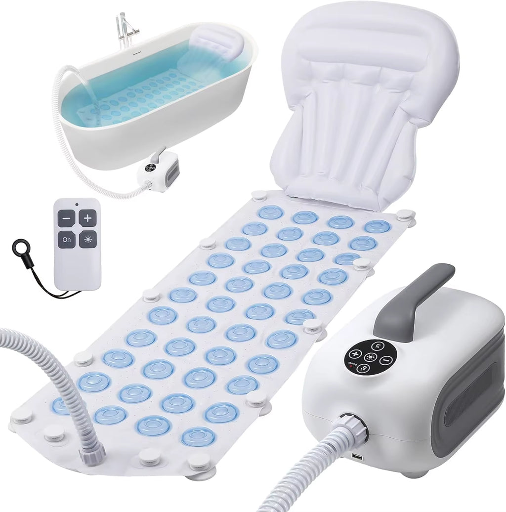 Portable Jacuzzi Bubble Bath Mat, Waterproof Non-Slip Full Body Massage Pad for Family Bathroom Private Spa